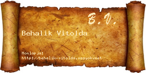 Behalik Vitolda névjegykártya